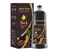 Brown Hair Dye Shampoo 3 En 1, Champú Para Tinte De Pelo Castaño Oscuro, Champú De Color Para El Cabello Instantáneo, Cubre Canas, Para Mujer Y Hombres, 500ml (Marrón Oscuro)