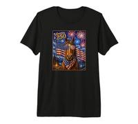 Brown Horse Art America 250 Anniversary 4th of July USA Flag Camiseta Premium