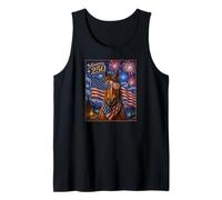 Brown Horse Art America 250 Anniversary 4th of July USA Flag Camiseta sin Mangas
