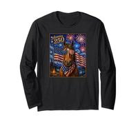 Brown Horse Art America 250 Anniversary 4th of July USA Flag Manga Larga