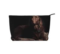 Brown Labrador Retriever - Bolsa de maquillaje de pana versátil con cremallera para uso diario y organizador de capacidad de viaje, Black, Talla única