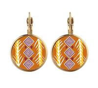 Brown Line Mexico Totems Antigua Civilización Oro Clip On Drop Pendientes No Piercing Joyería Colgante