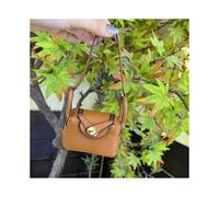 (Brown)Mini Lindy Cartera Accesorio para Estuche Soporte con Paquete de Uso Versátil Llavero Colgante