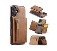 (Brown, Multicolor) M5 Series For iPhone 16 Case Detachable Magnetic Leather Phone Cover with Card Slots - Coffee