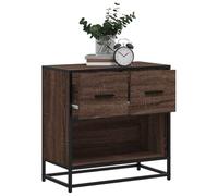 Brown Oak Nightstand 60x31x60 cm with 2 Drawers - Engineered Wood Metal Bedside Table for Bedroom, Living Room - Sturdy, Spacious Storage, Easy to Clean, Modern Design