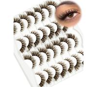 Brown PestañAs Postizas Fluffy Strip Lashes D Curl Fox Eye Lashes 14pairs PestañAs Postizas Pelo A Pelo Cat Eyelashes Soft and Reusab 100% Handmade by Obeyalash (Style-Brown DG18)