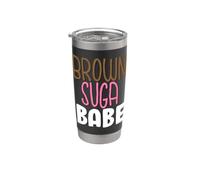 Brown suga nena chica negra magia melanina poppin reina mamá Vaso térmico de acero inoxidable de doble pared