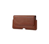 (Brown) Universal Cow Leather Horizontal Mobile Phone Leather Case Waist Bag For 7.2 inch and Below Phones