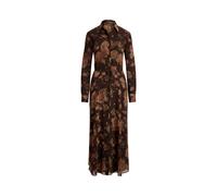 Brown Vestido camisero de chifón estampado 48