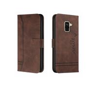 (Brown)Vintage Style Flip Case For Samsung A8 2018, Multi-card Slot, Full Protection, Retro Charm, Pu+tpu Material