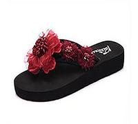 BROWOL - Sandalias y pantuflas de verano para mujer, con suelas gruesas, ideales para la playa, para vacaciones en el mar, color rojo, 35-3 cm.