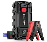 BRPOM - Arrancador de batería de coche, 3000 A, arrancador de emergencia para coche/moto (motores de gasolina de hasta 7,0 l o motores diésel de 5,5 l), linterna led, puerto USB para smartphone