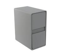 Brride Mesita de noche estrecha con 2 cajones, mesa auxiliar sin instalación, superficie de piel, mesa de sofá para habitaciones pequeñas, salón, dormitorio, ancho 25 cm (gris claro, ancho 25 cm)