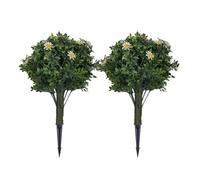 Brrnoo 2 árboles Artificiales de Bolas de Topiario de 19,69 Pulgadas con Pequeñas Púas de Crisantemo para el Suelo, Arbustos de Vegetación Sintética para Jardín, Patio, Porche
