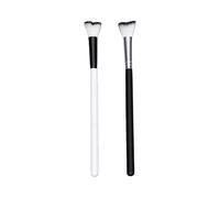 Brrnoo 2 Uds Cepillo de Maquillaje Portátil Largo con Pelo de Fibra Suave para Contornear Resaltador Colorete Cepillo Cosmético Herramienta para Aprender