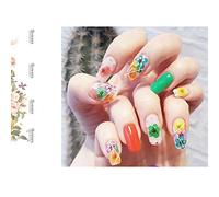 BRRNOO 24pcs 12 Flor Seca de Color para Decoración de Arte de Uñas Decoraciones de Uñas Adornados con Gypsophila Pequeña Margarita Cinco Pétalos para Manualidades de Bricolaje Estuche (-1)