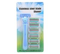 Brrnoo Afeitadora Manual de 6 Hojas con Tira Lubricante para Afeitado de Viaje, Azul