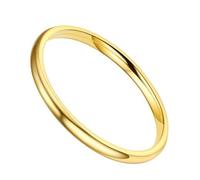 Brrnoo Anillo de banda lisa para mujer, estilo elegante y simple con alto pulido. Aro de metal duradero ideal para uso diario o como sofisticado (Tamaño 11)