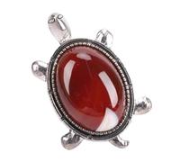 Brrnoo Anillo de Tortuga, Joyería Tallada con Animal Bonito, Anillo de Estado de ánimo Tribal para Mujer con Piedra de Cristal, Banda Lisa, Símbolo de Longevidad (Ágata Roja)