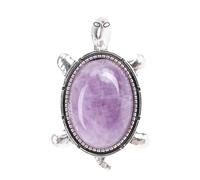 Brrnoo Anillo de Tortuga, Joyería Tallada con Animal Bonito, Anillo de Estado de ánimo Tribal para Mujer con Piedra de Cristal, Banda Lisa, Símbolo de Longevidad (PURPLE)
