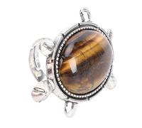 Brrnoo Anillo de Tortuga, Joyería Tallada con Animal Bonito, Anillo de Estado de ánimo Tribal para Mujer con Piedra de Cristal, Banda Lisa, Símbolo de Longevidad (Ojo de tigre)