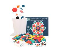 Brrnoo Bloques de Patrones para el Aula, Tangram de Múltiples Formas, Colores Brillantes, Formas Geométricas, 180 Hojas, Bloques de Patrones de Madera, Juguete para Niños de 3 a 6 Años