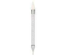 Brrnoo Bolígrafo para Punteado de Uñas de Doble Cabeza, Recogedor de Diamantes de Imitación, Bolígrafo de Cera para Cuentas, Herramienta de Punteado para Manicura con Puntas (crayón blanco cabeza