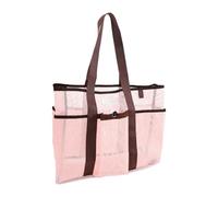 Brrnoo Bolsa de playa de malla grande rosa, bolso de secado rápido para piscina y viajes familiares, bolsa de poliéster con bolsillo para toallas húmedas y juguetes de verano.