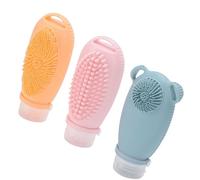 Brrnoo Botellas de Viaje de Silicona para Artículos de Tocador, 3,4 Oz, 3 Piezas a Prueba de Fugas con Estropajo de Silicona Suave Incorporado y Correa de Bloqueo para Viajes Aéreos, (3PCS)