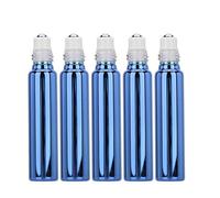 Brrnoo Botellas Roll on Vacías para Aceite Esencial, Dispensador de Perfume 5 Piezas 10 Ml de Vidrio, for Aromaterapia y Uso Diario (B044R 10ml azul zafiro)