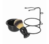 BRRNOO Brocha y Bol para Afeitar, Kit Brocha de Afeitar y Bol para con Pelo de Fibra Sintética de, Ofrece un Afeitado Suave Agradable Kit Maquinilla de Negra (Metal, Plástico,