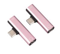 Brrnoo Cable Auxiliar, Adaptador USB a Conector para Auriculares Adaptador para Auriculares con Dispositivo Mejorado Tipo C 2 en 1 de 2 Piezas para Dispositivos sin Conectores para (Pink)