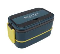 Brrnoo Caja De Doble Capa, Portátil Con Compartimentos De Acero Inoxidable 316 Con Cubiertos Para El Trabajo, Escuela, Oficina, 1400 Ml, Diseño A Prueba De Fugas De Gran Capacidad, (azul verde)