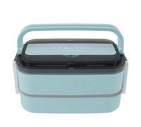 Brrnoo Caja De Doble Capa, Portátil Con Compartimentos De Acero Inoxidable 316 Con Cubiertos Para El Trabajo, Escuela, Oficina, 1400 Ml, Diseño A Prueba De Fugas De Gran Capacidad, (BLUE)