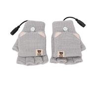 Brrnoo Calentados por USB, Calentadores de Manos Tejidos para Trabajo de Oficina, Invierno, Hombres y Mujeres (Grey)