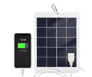 BRRNOO Cargador Solar, Cargador Solar Banco de Energía para Acampar con Interfaz USB 3W 5V Portátil Banco de Energía con para Cargar Teléfonos Móviles Ventiladores Luz LED Hogar