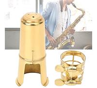 Brrnoo Clamp/Holder de Metal de Boquilla de Saxofón de Tenor, que Incluye un Clamp/Holder de Boquilla de Saxofón Tenor de 1 por Ciento y Oro de 1 por Ciento de Oro para el