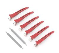 BRRNOO Clips de Cabello de Pato Salón Profesional Clips para el Cabello para el para Peinar la Seccionamiento de Tinte de la Banda de Silicona 6pcs 6pcs (rojo)