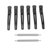 BRRNOO Clips de Cabello de Pato Salón Profesional Clips para el Cabello para el para Peinar la Seccionamiento de Tinte de la Banda de Silicona 6pcs 6pcs (BLACK)