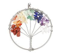 Brrnoo Colgante Árbol de la Vida Colgante Envuelto Árbol de la Vida de Piedra Hecho a Mano con Piedras Multicolores para Mujer Cumpleaños San Valentín Día de la Madre