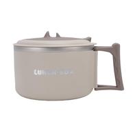 Brrnoo Cuenco de Ramen de Acero Inoxidable 316 con Plegable, Cuenco Aislante de Doble Capa Apto para Microondas con Tapa de Sellado de Silicona y Orificio de Ventilación para Fideos, (Beige)