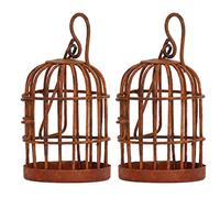 Brrnoo Decoración de la Jaula de Aves, Simulación Oxidada 1:12 Escala Jaula de Pájaro de Metal 2pcs Dollas de Hierro Birdcage Dollhouse en Miniatura en Miniatura para Accesorios de Casa de Muñecas