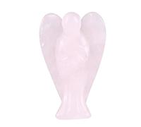 Brrnoo Decoración en Forma de ángel de Cuarzo Rosa, Piedra de Curación de Cristal Rosa, Decoración de Piedras Preciosas, Artesanía Exquisita, Ideal para el Hogar u