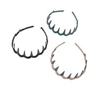 BRRNOO Diadema Peine Banda para el Cabello Ondulada Diadema de Mujer Antideslizante de Doble Cara con Dientes para Fiesta de Boda Uso Diario Resina Plástica Talla única (3 Pack Black Green Khaki)
