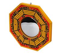 Brrnoo Espejo Bagua Convexo de 8 Pulgadas, Decoración Feng Shui Chino para Exteriores, Espejo de Obsidiana y Metal con Tablero de, Protección Puerta