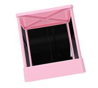 Brrnoo Espejo No Reversible Espejo Invertido de Sobremesa con Reflejo Verdadero de Pie Biselado para Maquillaje Peinado Corrección Facial con Carcasa de Plástico Duro (Rosa Talla Grande)