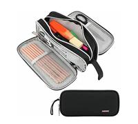 Brrnoo Estuche Portátil para Bolígrafos, Estuche de Lona para Lápices, Bolsa de Almacenamiento de Papelería de 3 Capas de Gran Capacidad con Cremallera Duradera para Suministros