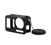 BRRNOO Funda Protectora de Silicona, Funda Protectora de Silicona para Cámara de Acción, de con Correa para el Cuello, Cordón de para 4 3 (Black)