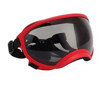 Brrnoo Gafas para Perros a Prueba de Viento, Correa Ajustable, Gafas de Sol Duraderas para Perros de Raza Grande (Montura roja y Gafas Negras)