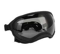 Brrnoo Gafas para Perros a Prueba de Viento, Correa Ajustable, Gafas de Sol Duraderas para Perros de Raza Grande (Marco Negro Lente Gris)